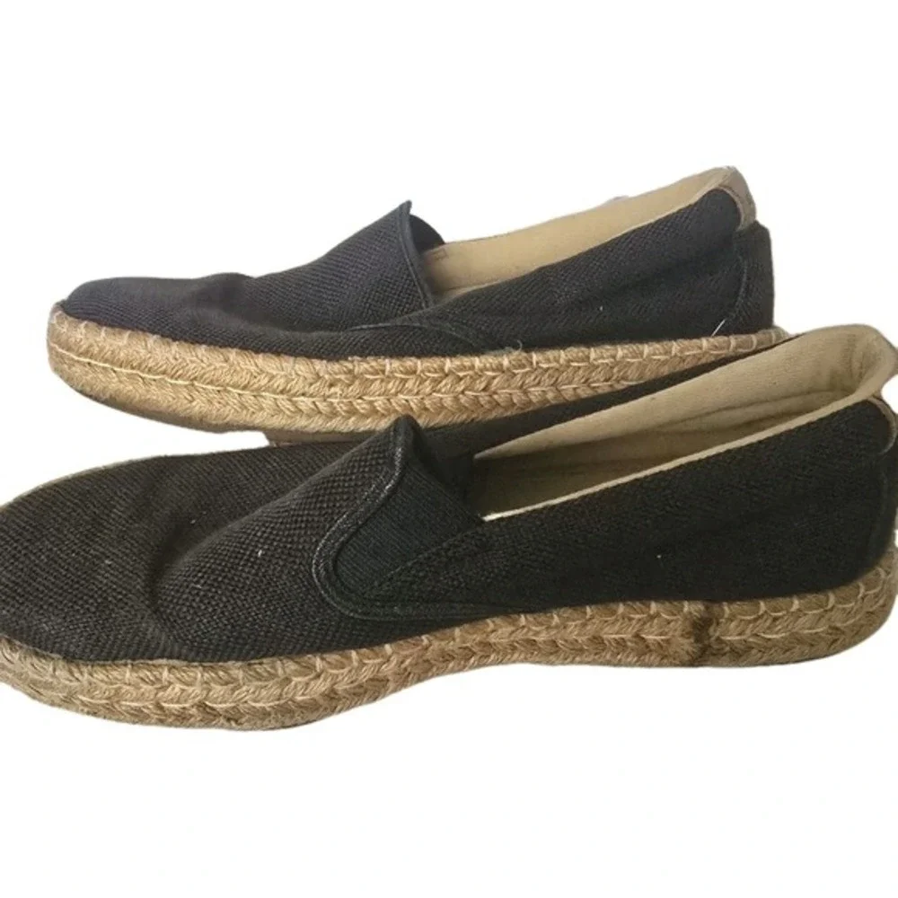 Sperry Womens‎ Black Canvas Espadrille Slip On Flats Shoes Size 8.5M